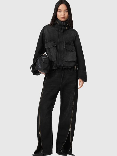 AllSaints kurtka jeansowa CLAY kolor czarny przejściowa W118OD