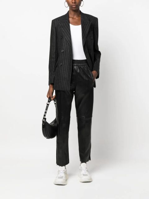 Golden Goose leather elastic-waist cropped trousers - Black - zdjęcie produktu nr 2