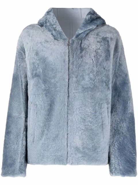 Yves Salomon hooded shearling jacket - Blue - zdjęcie produktu nr 1