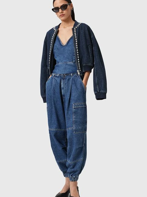 AllSaints jeansy SOL damskie high waist W005TD