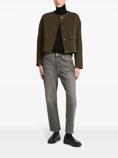 Yves Salomon leather trim-detailing jacket - Green