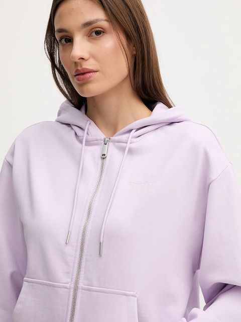 Calvin Klein Jeans bluza damska kolor fioletowy z kapturem z nadrukiem LV047B270G