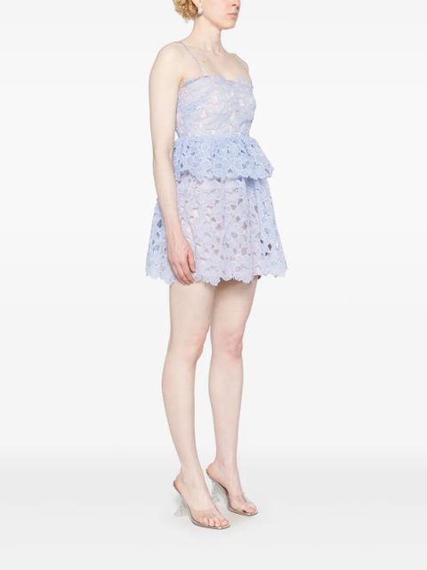 Self-Portrait corded-lace sheer minidress - Blue