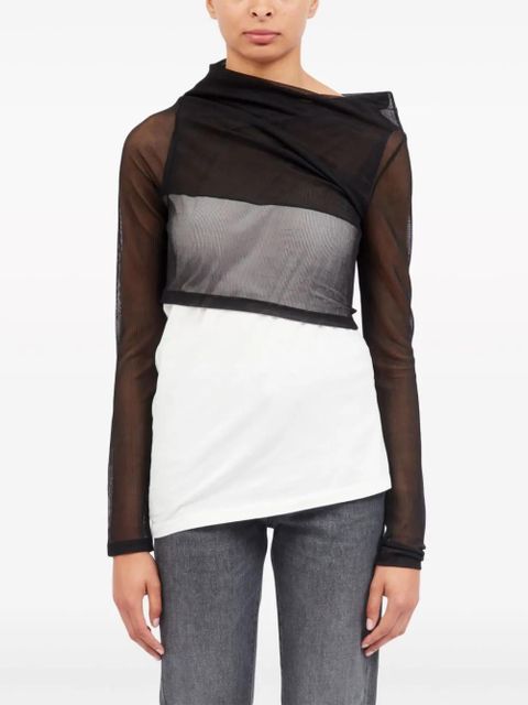 MM6 Maison Margiela semi-sheer asymmetric top - Black