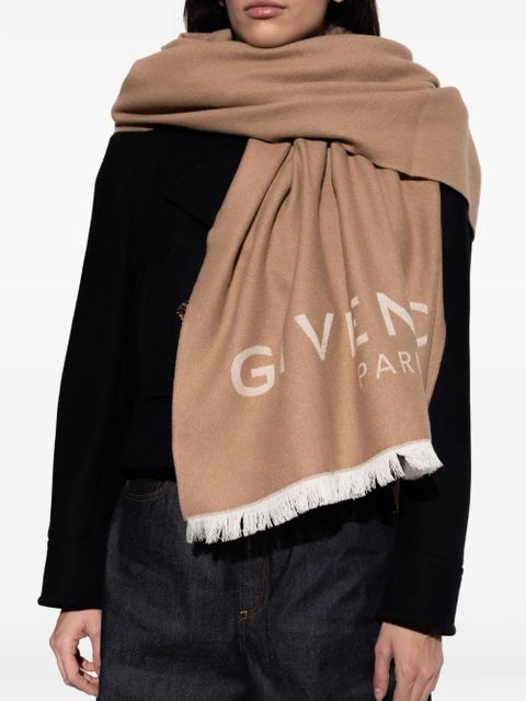 Givenchy logo fringed scarf - Brown