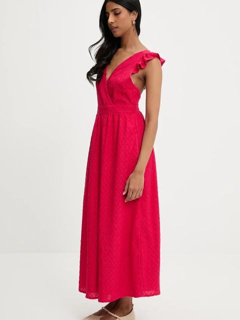 Answear.LAB sukienka kolor różowy maxi rozkloszowana