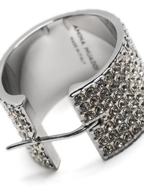 Amina Muaddi crystal-embellished hoop earrings - Silver