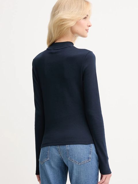 Tommy Hilfiger longsleeve bawełniany kolor granatowy z półgolfem WW0WW47307