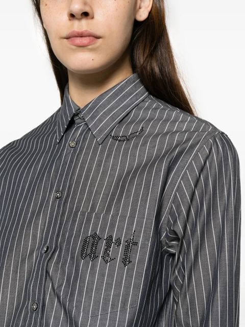 Zadig&Voltaire Taskiz rhinestone-embellished striped shirt - Black