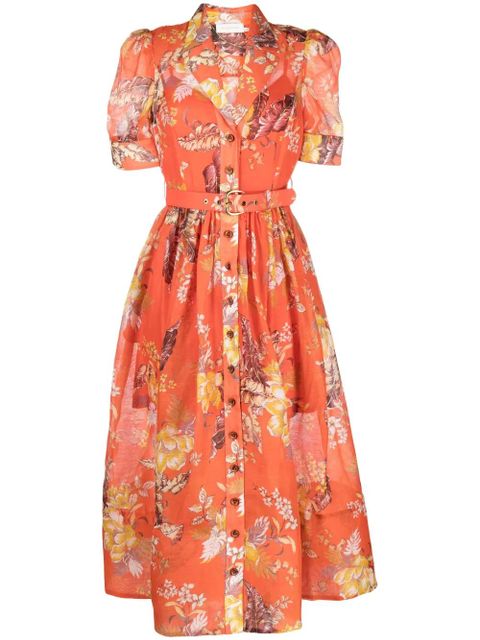 ZIMMERMANN Matchmaker floral-print midi shirtdress - Orange - zdjęcie produktu nr 1