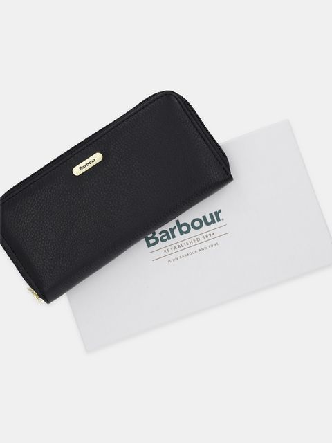 Barbour portfel skórzany damski kolor czarny LLG0038