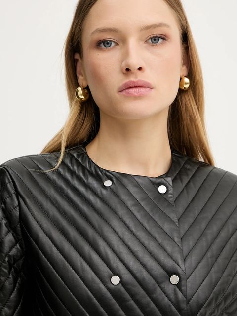 BOSS kurtka skórzana kolor czarny przejściowa 50541919