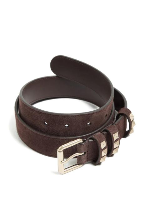 Valentino Garavani Rockstud suede belt 30 mm - Brown - zdjęcie produktu nr 2