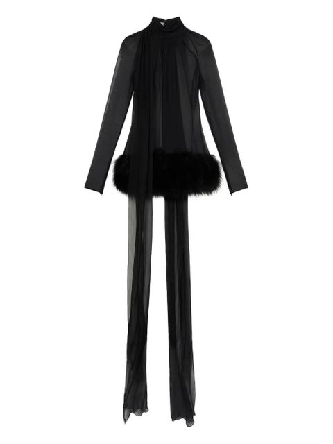 Blumarine sheer-overlay mini dress - Black - zdjęcie produktu nr 1