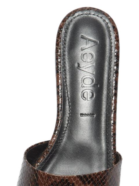 Aeyde Anna snakeskin-effect square-toe sandals - Brown - zdjęcie produktu nr 2