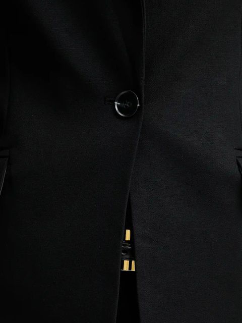 Answear.LAB marynarka kolor czarny jednorzędowa gładka