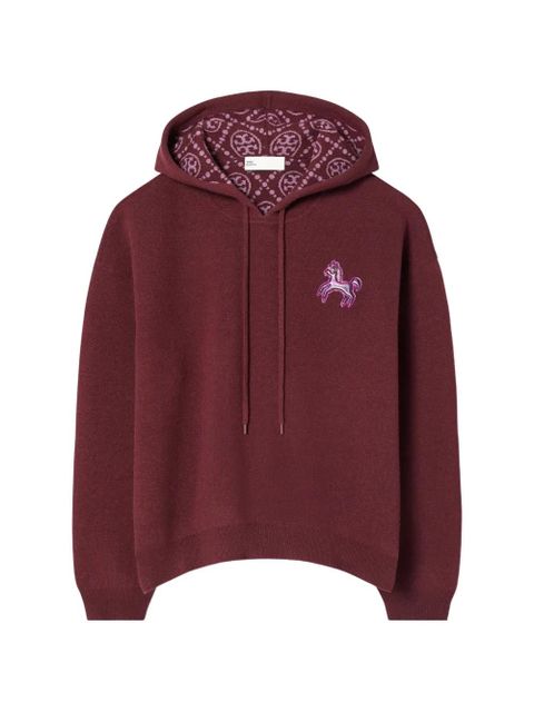 Tory Burch cropped pony hoodie - Red - zdjęcie produktu nr 1