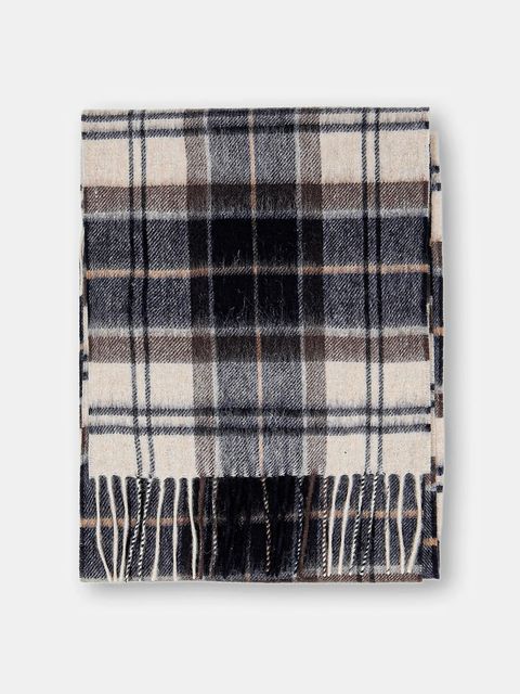 Barbour szalik wełniany kolor brązowy wzorzysty - zdjęcie produktu nr 2