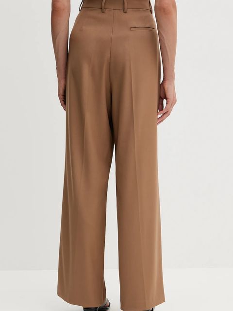 Fracomina spodnie damskie kolor brązowy szerokie high waist FS25WV3016W66101