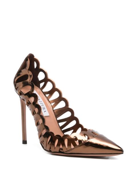 Aquazzura 105mm Peep laser-cut pumps - Brown