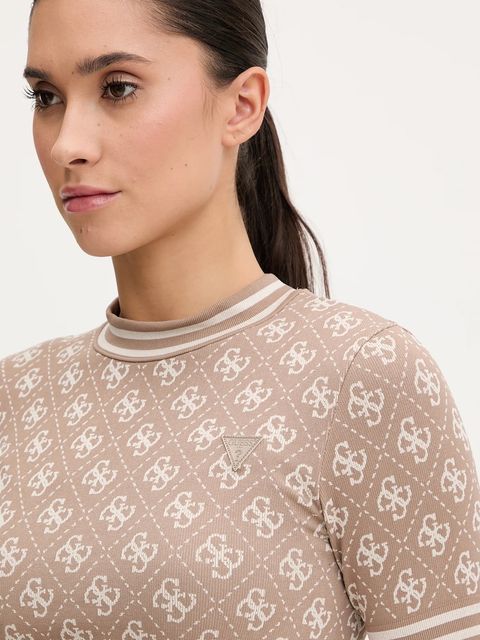 Guess t-shirt RHOMBUS damski kolor beżowy V5BP07 K2000