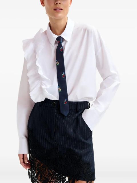 Essentiel Antwerp ruffle-detail cotton shirt - White