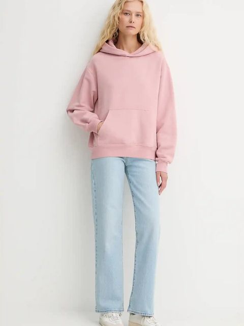 Levi's bluza bawełniana damska kolor różowy z kapturem gładka A8790