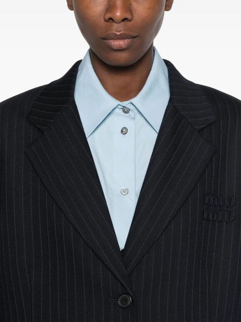 Miu Miu single-breasted pinstripe coat - Blue