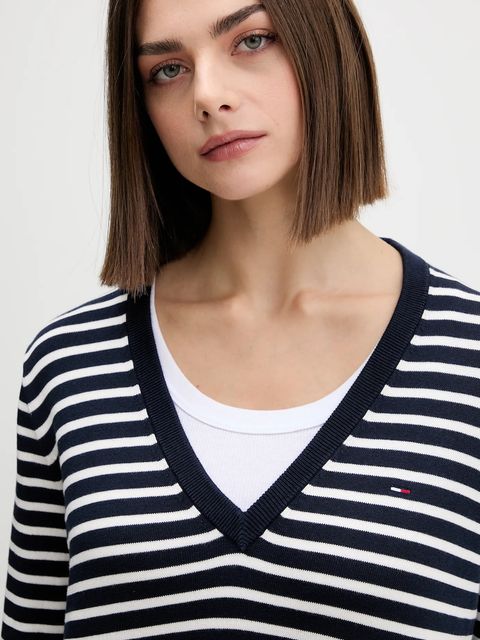 Tommy Jeans sweter bawełniany kolor granatowy lekki DW0DW19888