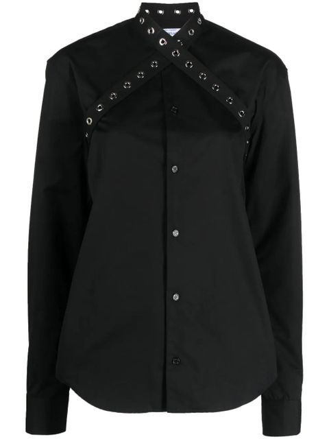 Off-White eyelet-strap cotton shirt - Black - zdjęcie produktu nr 1