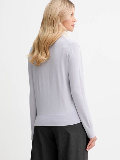 Calvin Klein sweter z dodatkiem wełny damski kolor fioletowy lekki z golfem LV044D371G