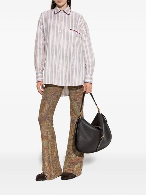 ETRO striped velvet-trimmed shirt - Neutrals