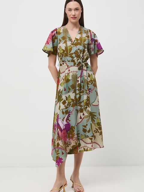 Medicine sukienka kopertowa z domieszką lnu - zdjęcie produktu nr 1