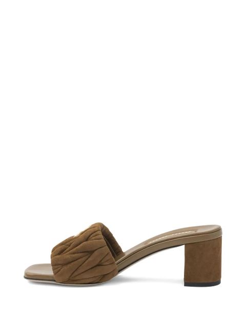 Miu Miu quilted logo sandals - Brown