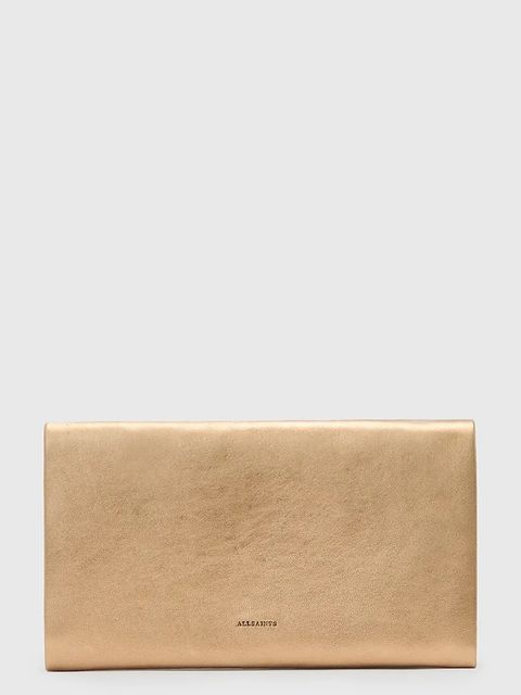 AllSaints portfel skórzany HARLUNA damski kolor złoty W208XD