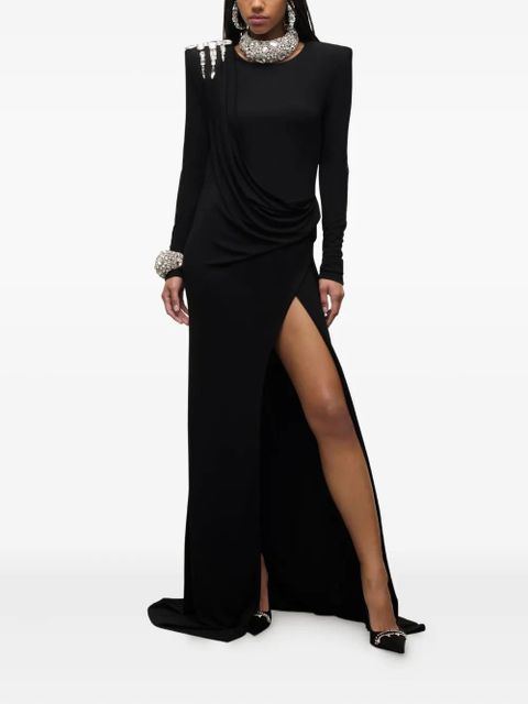AREA crystal draped long-sleeve gown - Black - zdjęcie produktu nr 2