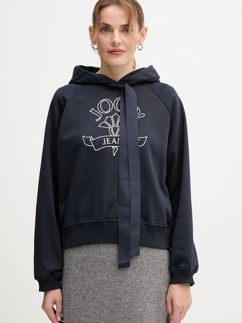 Joop! bluza bawełniana damska kolor granatowy z kapturem z aplikacją 30046176 - zdjęcie produktu nr 1