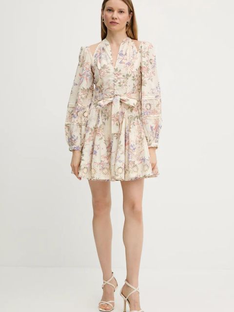 Twinset sukienka kolor beżowy mini rozkloszowana 251TT2154