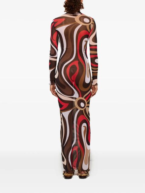PUCCI Marmo-print maxi dress - Brown