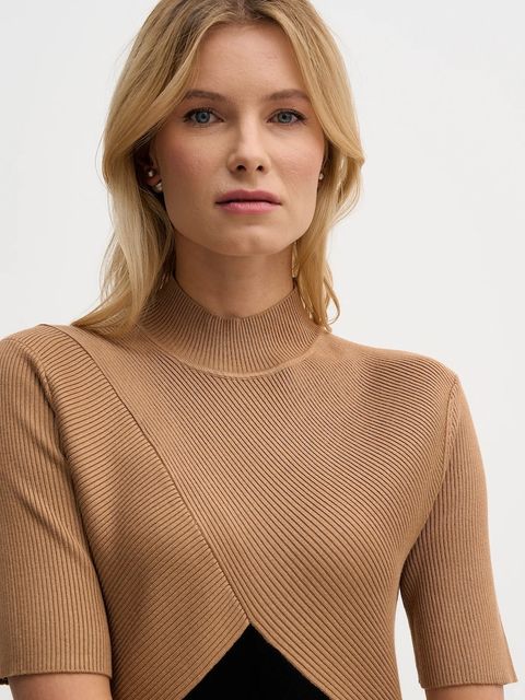 Dkny sukienka kolor brązowy midi rozkloszowana DD5D5150 - zdjęcie produktu nr 2