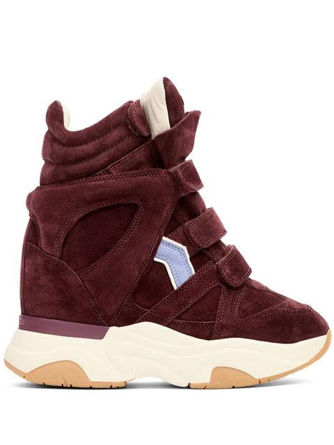 ISABEL MARANT Balskee suede panelled wedge sneakers - Red - zdjęcie produktu nr 1