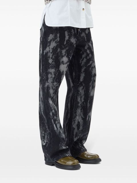 GANNI painterly-print palazzo trousers - Black