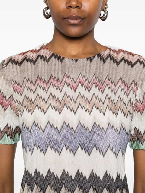 Missoni zigzag short-sleeve dress - Neutrals