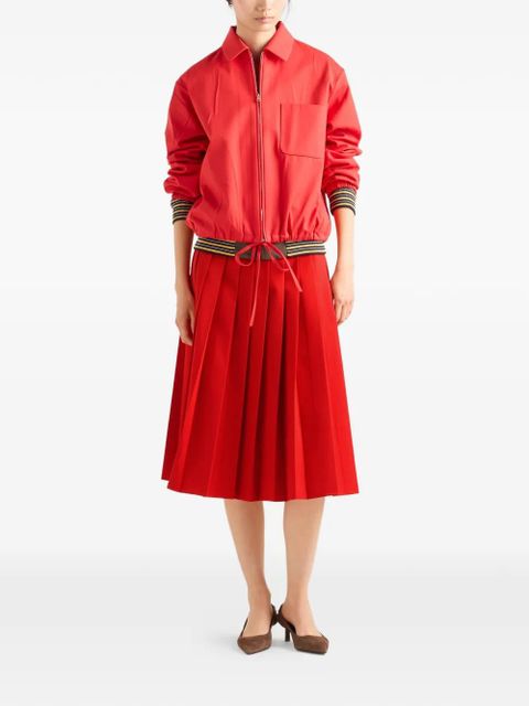 Prada pleated gabardine midi-skirt - Red - zdjęcie produktu nr 2