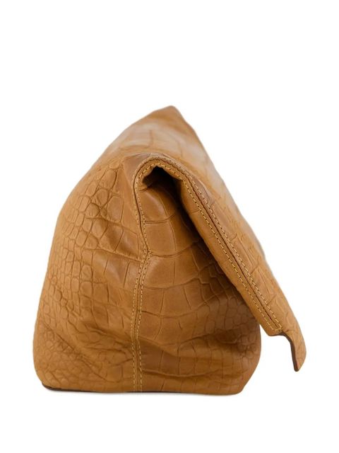 Johanna Ortiz crocodile-embossed clutch bag - Brown