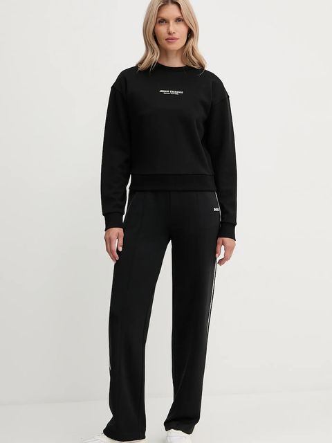 Armani Exchange bluza bawełniana damska kolor czarny z nadrukiem XW001451 AF10830