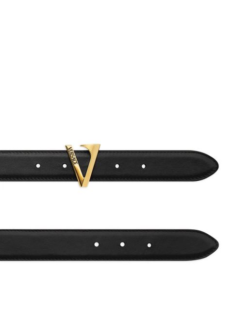 Versace V-buckle leather belt - Black