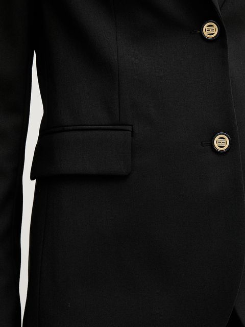 Tommy Hilfiger marynarka z dodatkiem wełny kolor czarny jednorzędowa gładka WW0WW46662