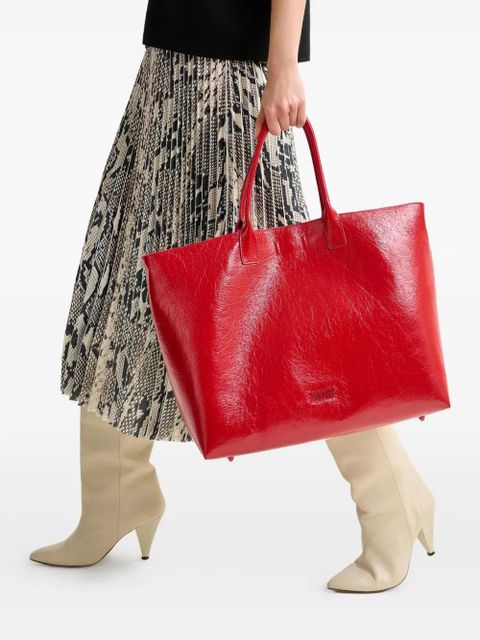 Essentiel Antwerp snakeskin-print midi pleated skirt - Neutrals