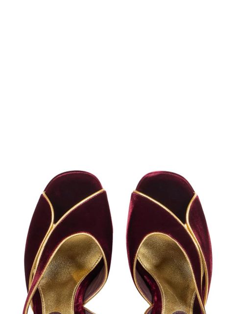 ETRO velvet metallic-trim platform sandals - Red